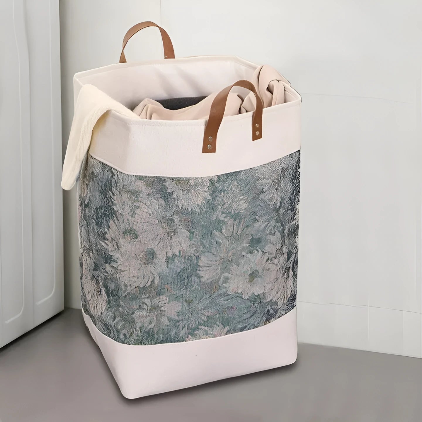 Rectangular fabric storage box with internal frame, shown in colourful bear pattern, dimensions 35cm by 35cm by 55cm.
