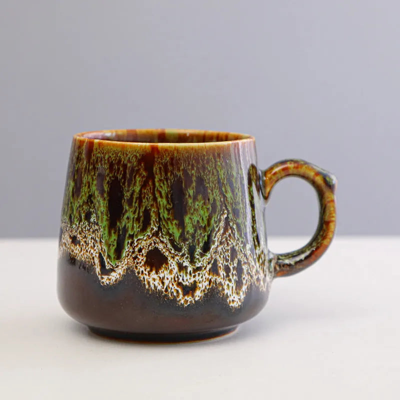 Large-capacity retro style coffee mug measuring 8.5cm tall with 8cm diameter