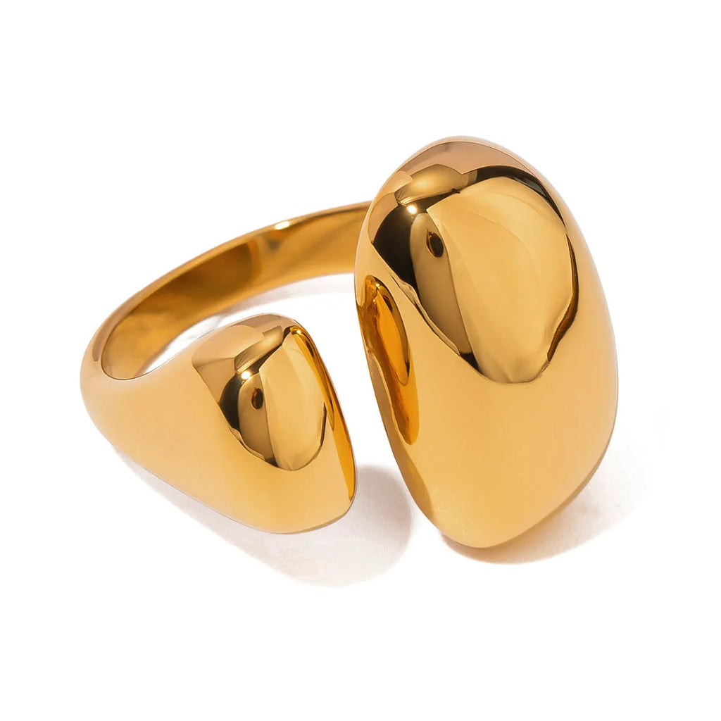 Women's stainless steel geometric open ring with electroplated finish in JDR2405081 colour