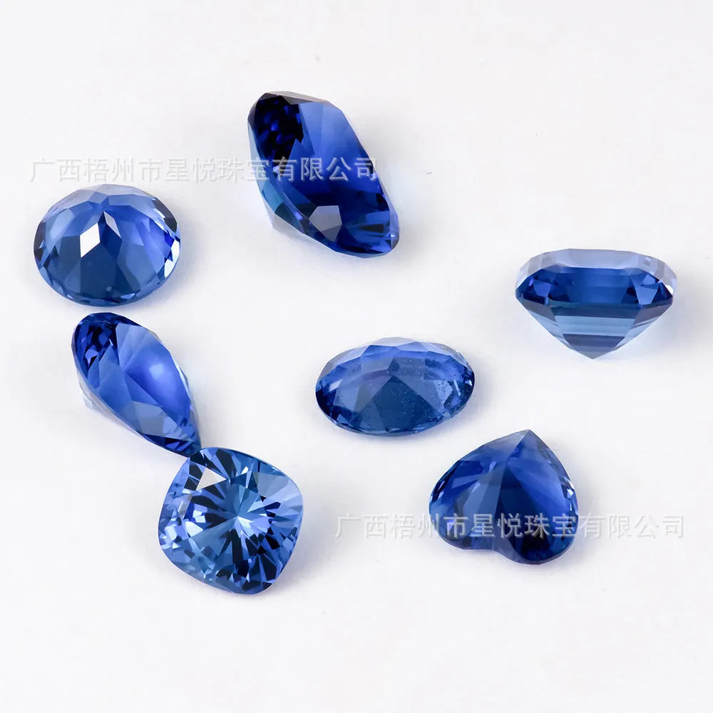 Royal blue heart-shaped tiara jewellery setting with cultivated gemstone options