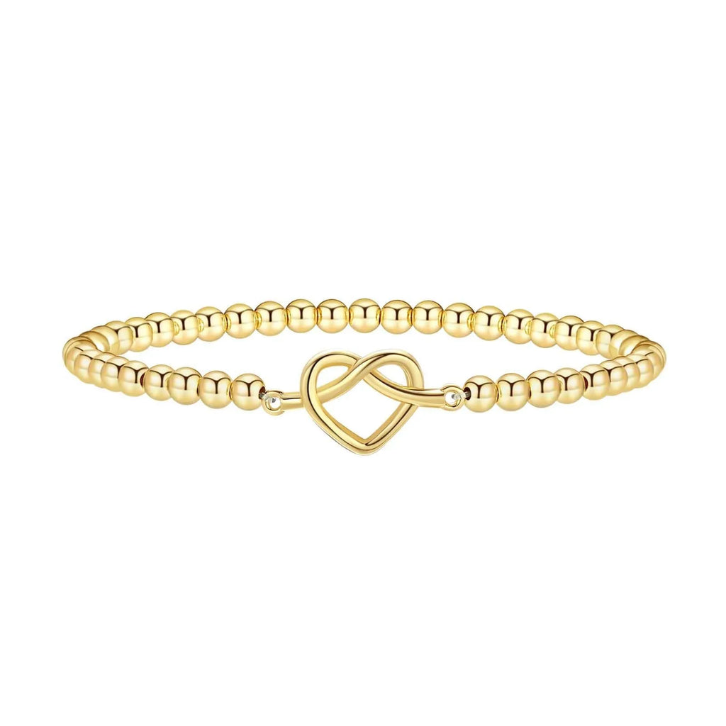 Adjustable stainless steel beaded bracelet for women in a simple geometric style with round beads.
