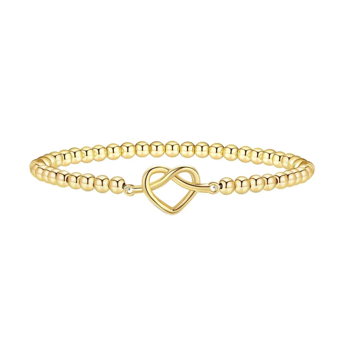 Adjustable stainless steel beaded bracelet for women in a simple geometric style with round beads.