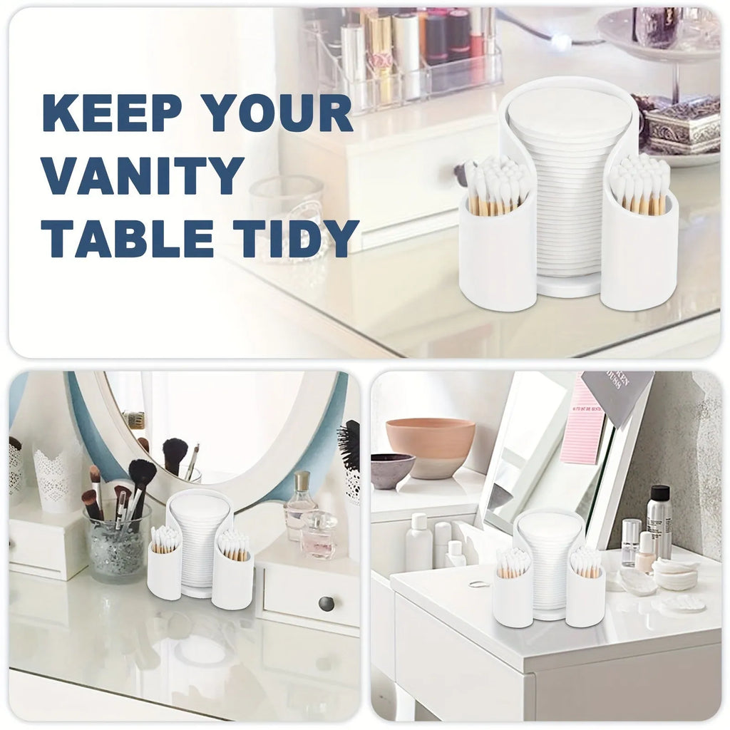 Solid colour plastic dental floss and cotton swab storage box in modern design.