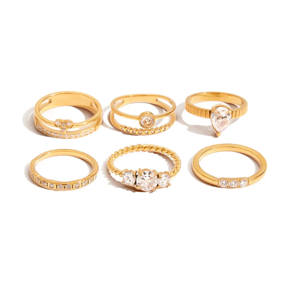 Geometry-designed zircon ring in titanium steel with European and American style, shown in one of nine available colours.