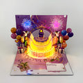 Light Music Blowing 3D cake greeting card with Chinese ink style and pop-up design