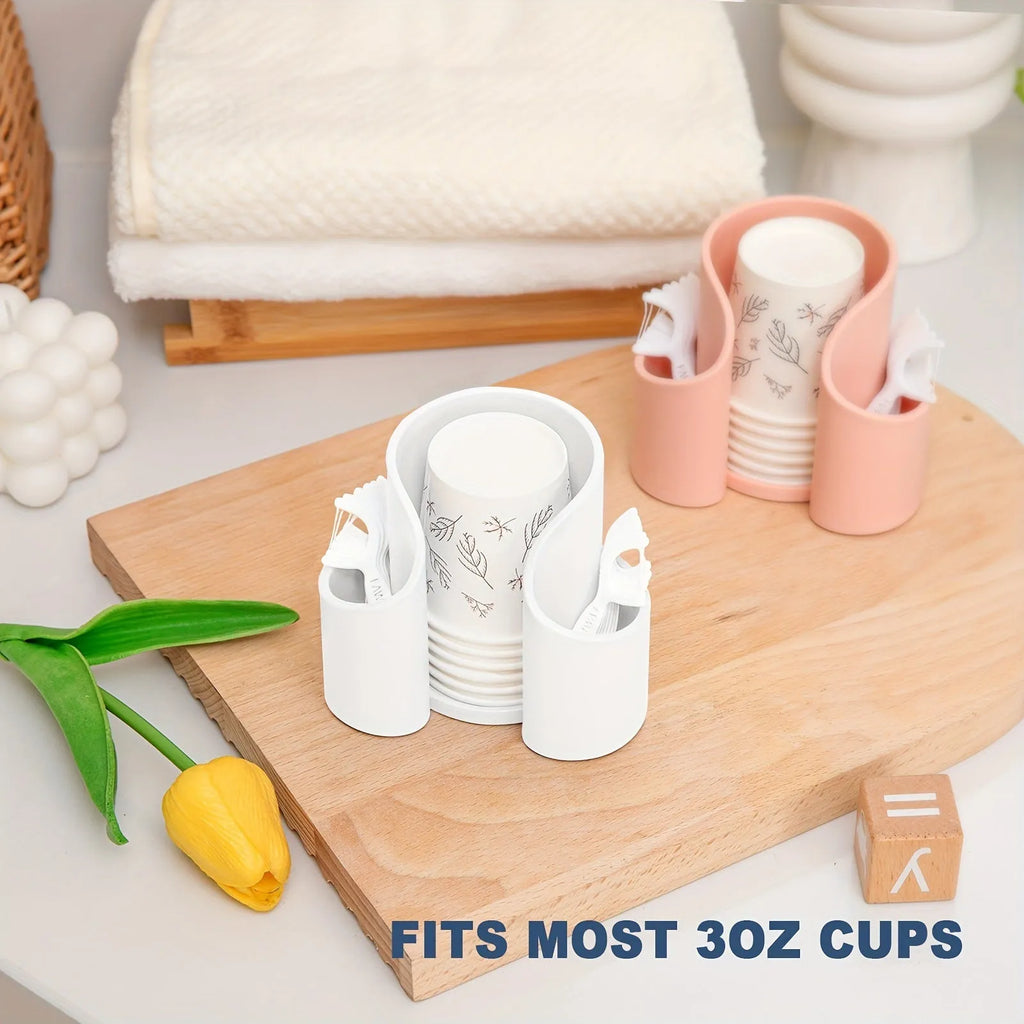 Solid colour plastic dental floss and cotton swab storage box in modern design.