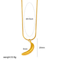 Stainless steel necklace with a fruit-shaped pendant, options include apple, grape, watermelon, pineapple, strawberry, banana.