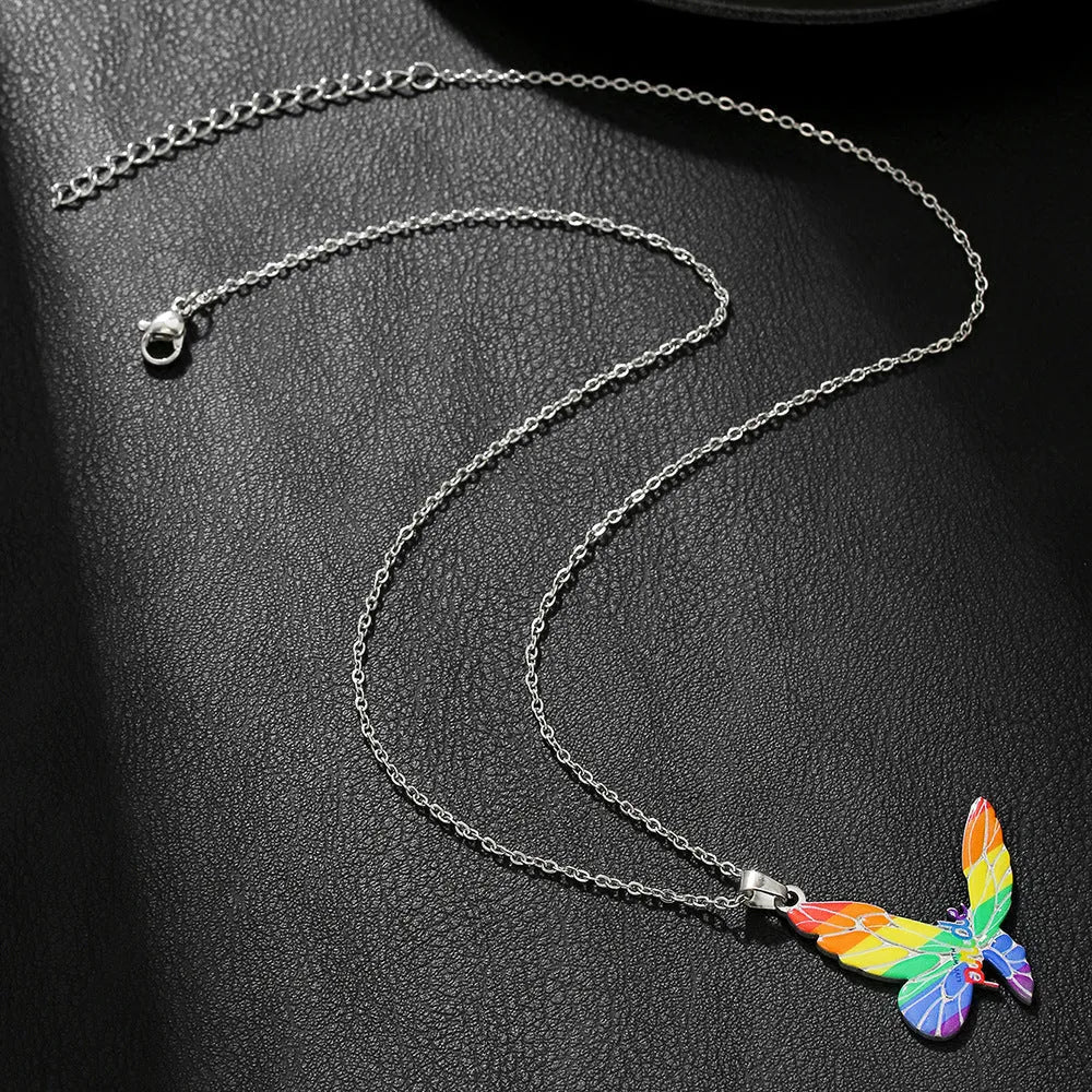 Stainless steel friendship necklace and bracelet set with colour printed inspirational designs
