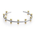 Stainless steel C-shaped bracelet with rivet bean bead texture in gold, steel, or steel gold colour