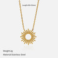 Sunflower Series yellow gold 14K plated stainless steel necklace and bracelet set with geometric chain design