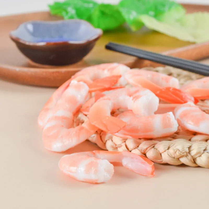 PVC shrimp-shaped keychain with detailed crustacean design and door buckle attachment