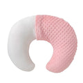 Pink nursing pillow with removable cover for breastfeeding and bottle feeding support.