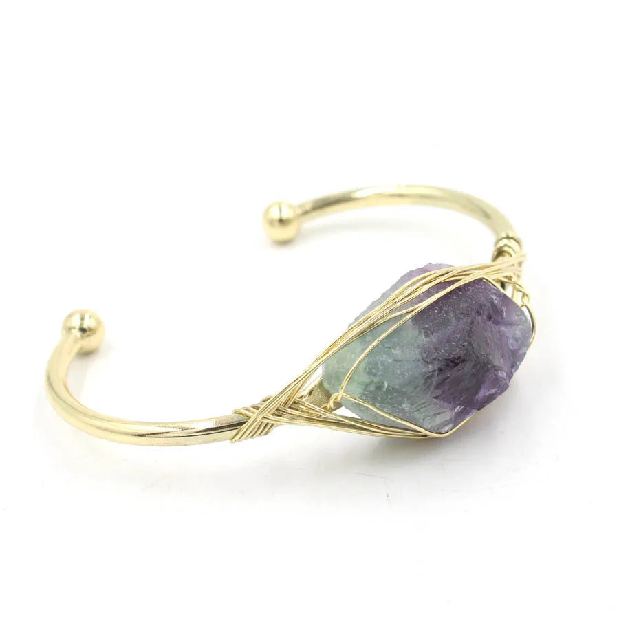 Natural raw gemstone bracelet with 8mm beads in multiple colour options on wrist