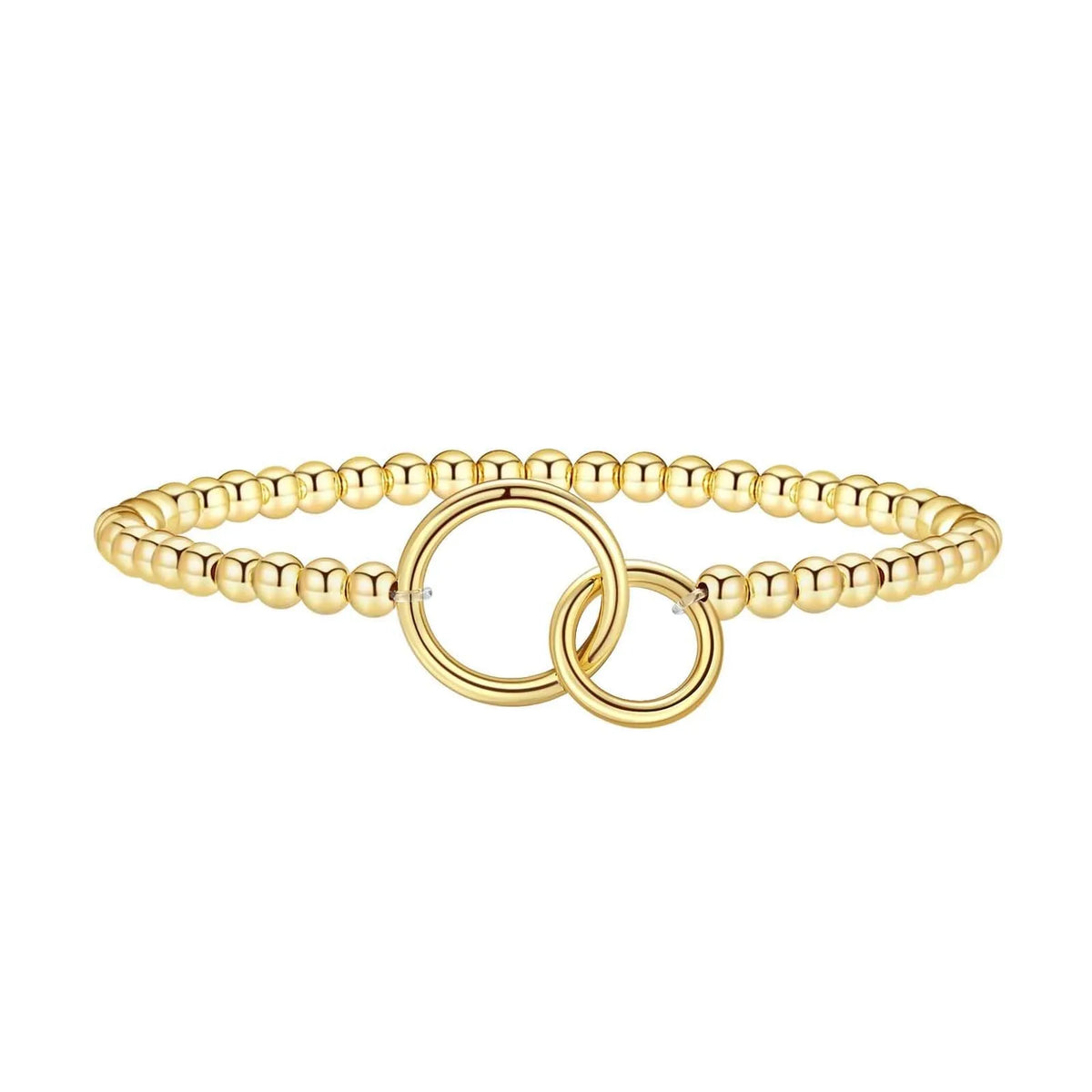 Adjustable stainless steel beaded bracelet for women in a simple geometric style with round beads.
