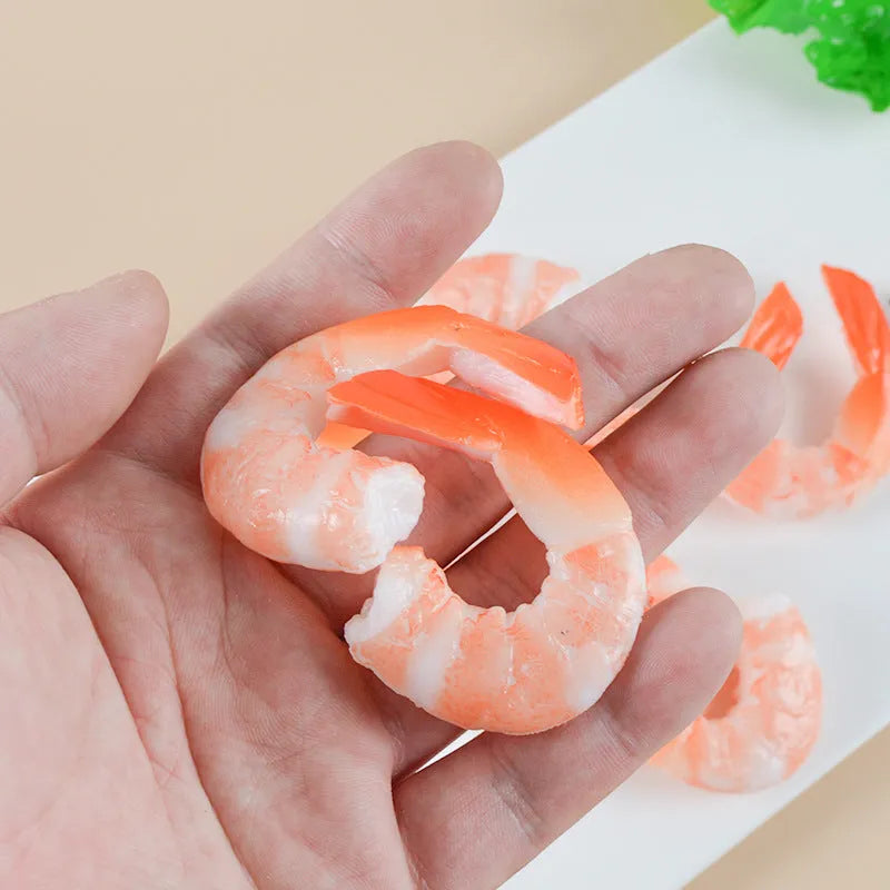 PVC shrimp-shaped keychain with detailed crustacean design and door buckle attachment