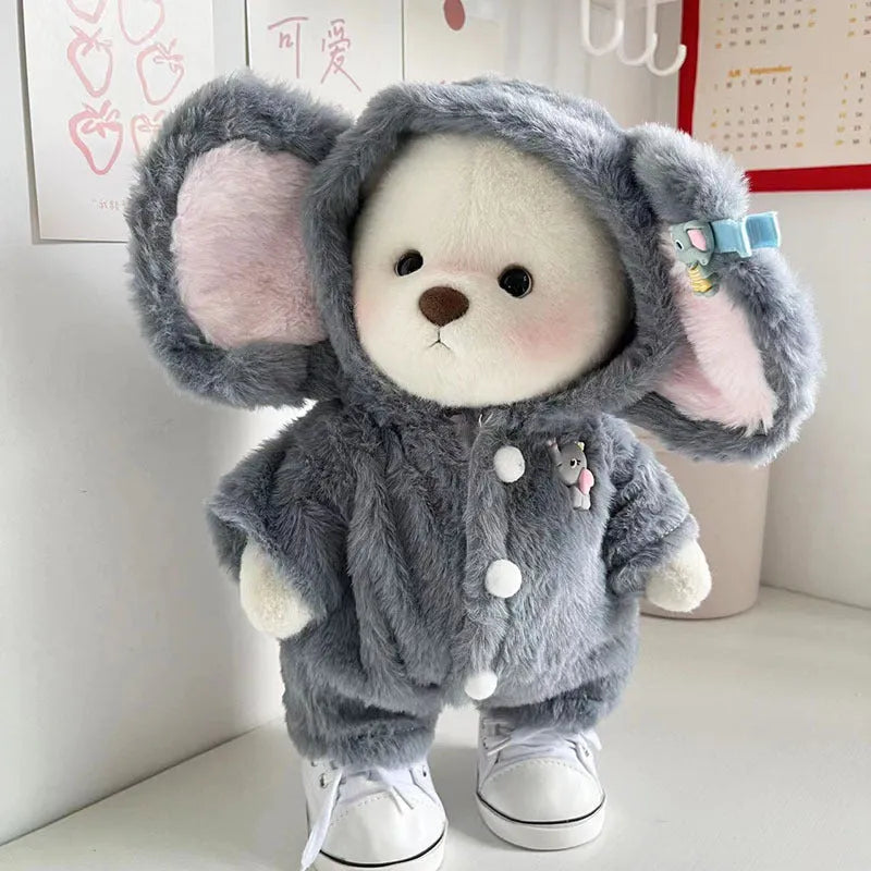 Grey elephant jumpsuit suit for 30cm Lina bear doll made from plush material