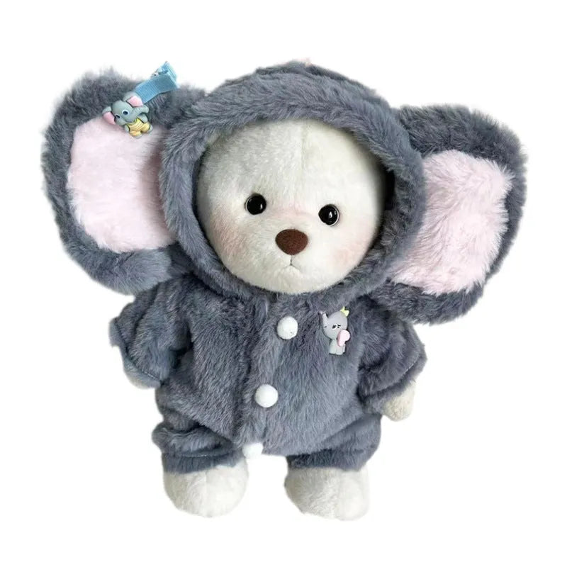 Grey elephant jumpsuit suit for 30cm Lina bear doll made from plush material