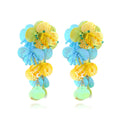 Handmade string bead flower earrings in colourful, rose and purple options with exaggerated dopamine style