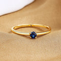 Women's copper circle ring with single diamond in blue, green, red or white colour