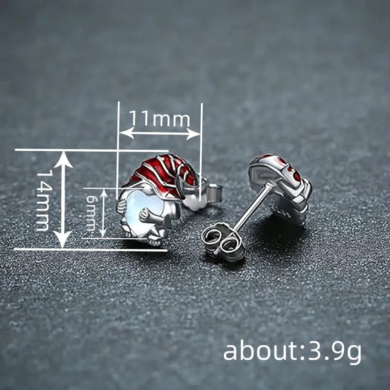 Women's heart-shaped Santa Claus design earrings with electroplated white gold colour finish