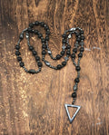 Men's stone cross pendant necklace on an 80cm ball bead chain