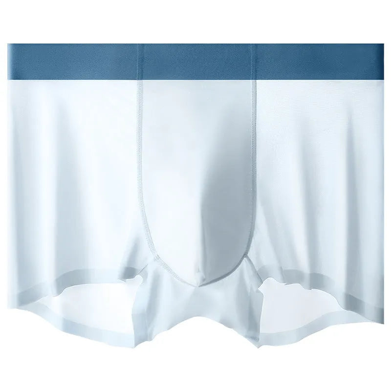 Men's ice silk graphene antibacterial shorts in bean green with seamless construction