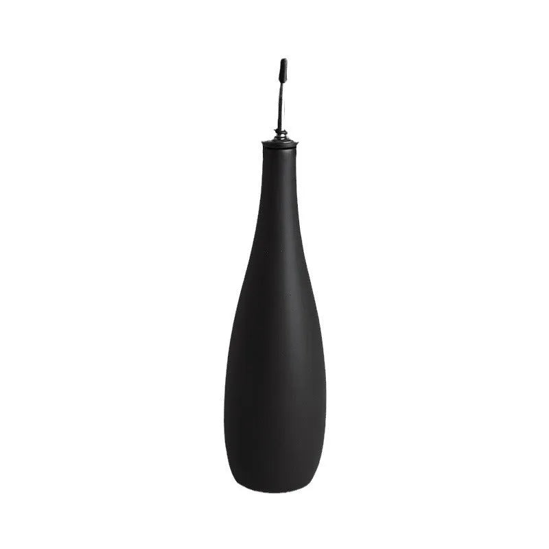 Ceramic oil pot with funnel and brush in black, white, or coffee colour options