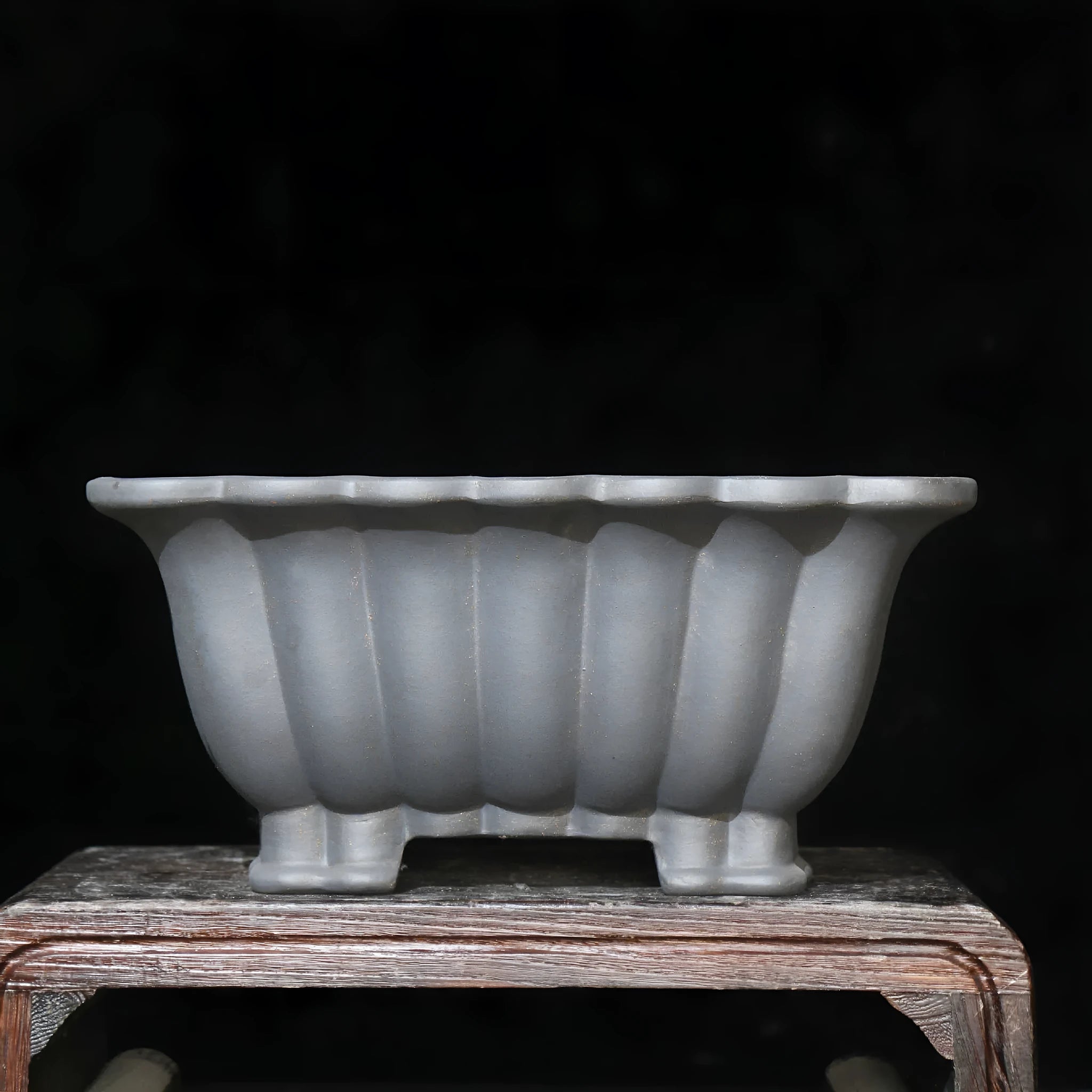 Square purple sand ceramic bonsai pot with 37cm diameter for desktop plant display