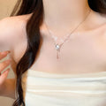 Gold and silver star moon zirconium necklace with adjustable 41-50cm clavicle chain