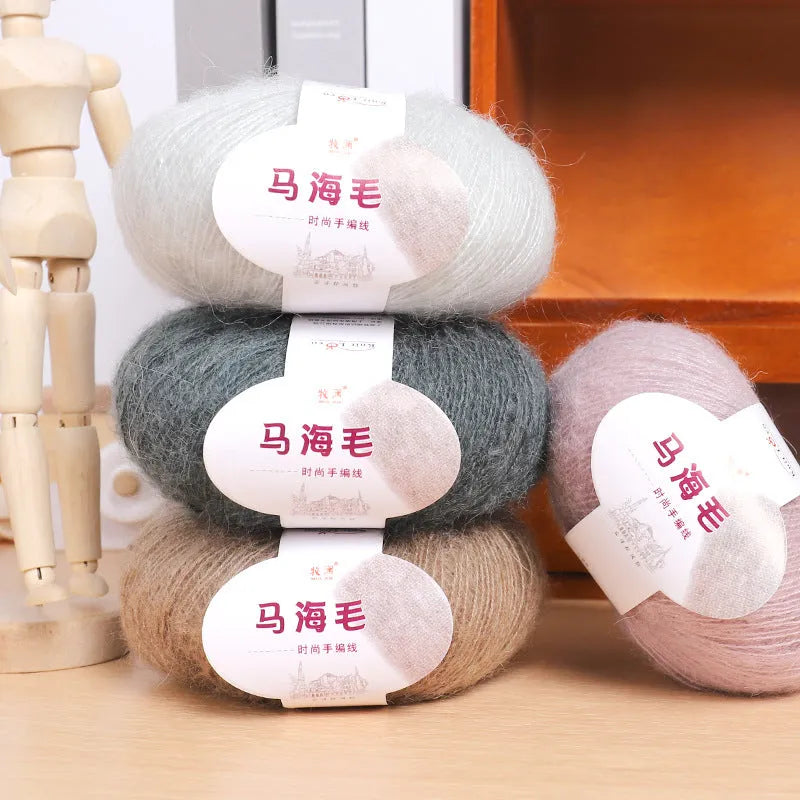 Mohair scarf DIY knitting kit with wool ball for hand-weaving in 34 colour options