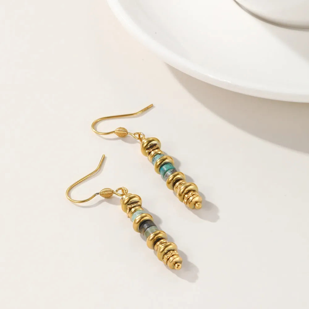 Titanium steel geometric dangle earrings with 18K purity plating in colour SE22101520