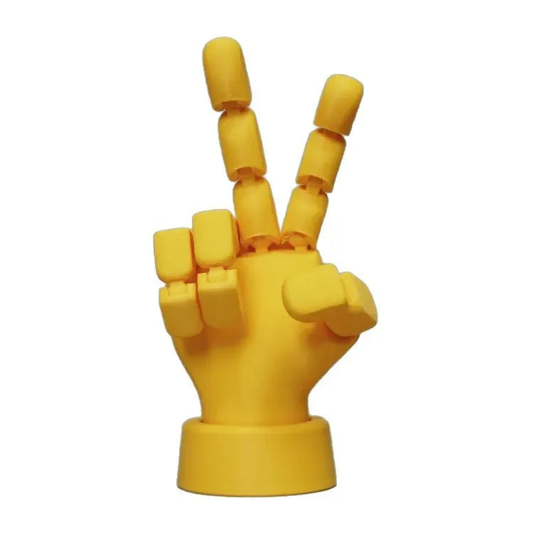 Yellow PLA movable joint hand props with American style decorative detailing
