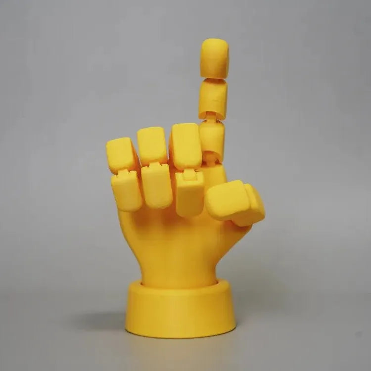 Yellow PLA movable joint hand props with American style decorative detailing