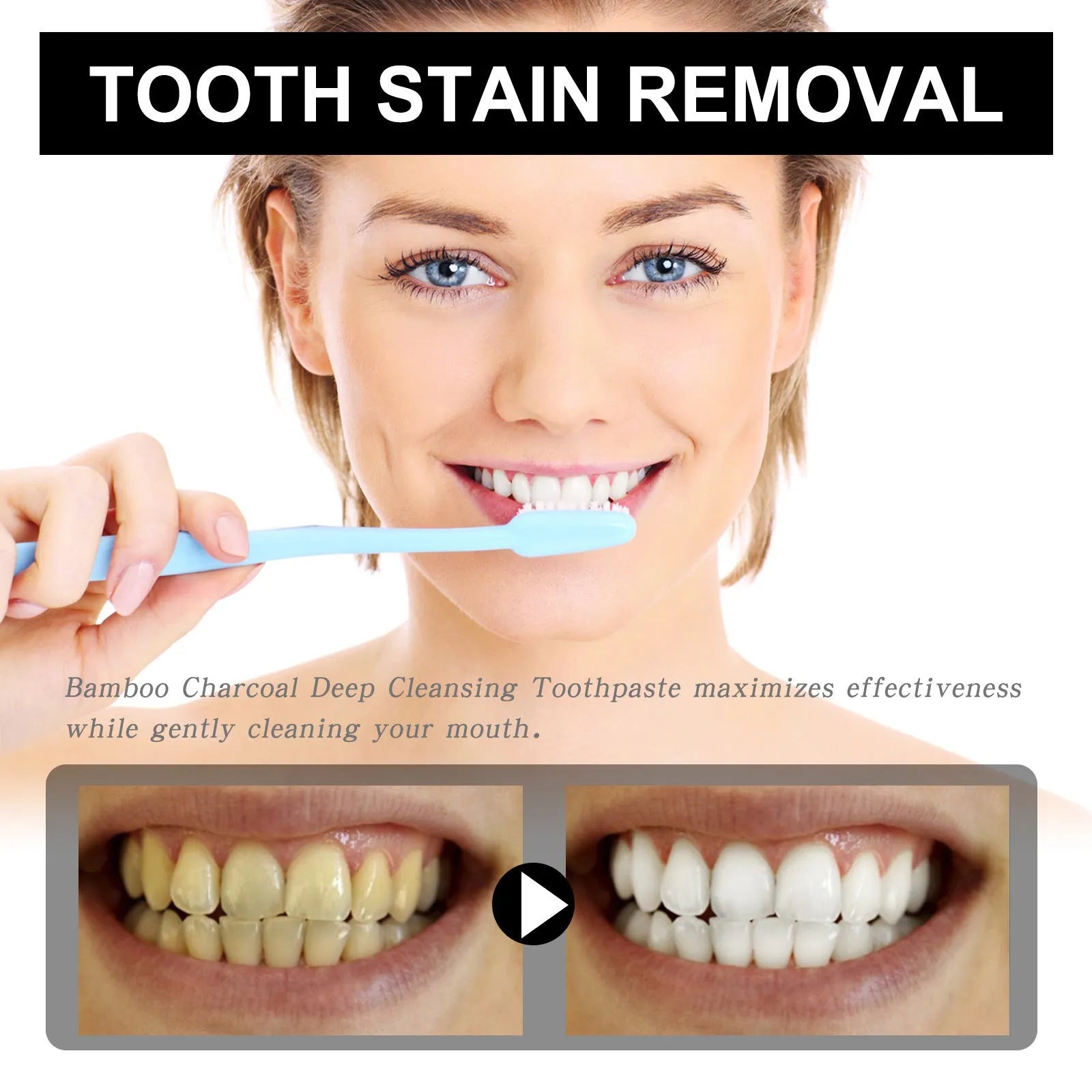 30ml bamboo charcoal whitening toothpaste tube for stain removal