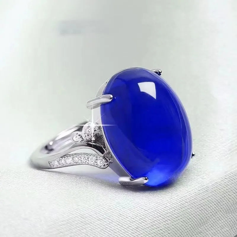 Adjustable natural sapphire ring with geometric ethnic design in alloy with five colour choices