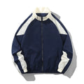 Men's casual jacket with contrast stitching design in black colour showing side pockets and regular length cut