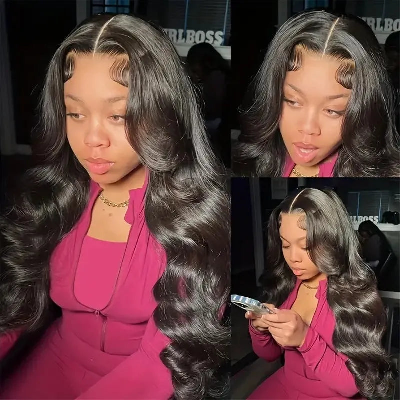 Black lace wig with large, voluminous waves, shown on a mannequin head.