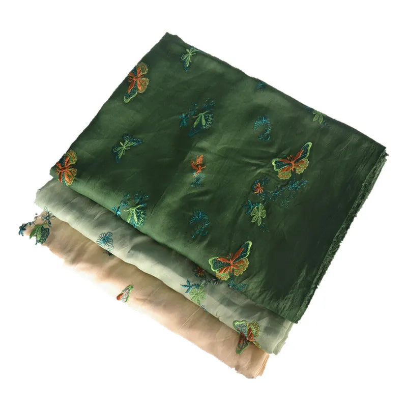 Pure ramie hanfu fabric in beige, grass green and dark green colours, 140cm wide natural fibre cloth