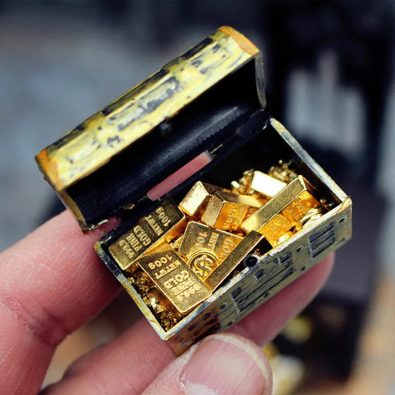 Alloy gold coin treasure box dollhouse accessories miniature ornaments set