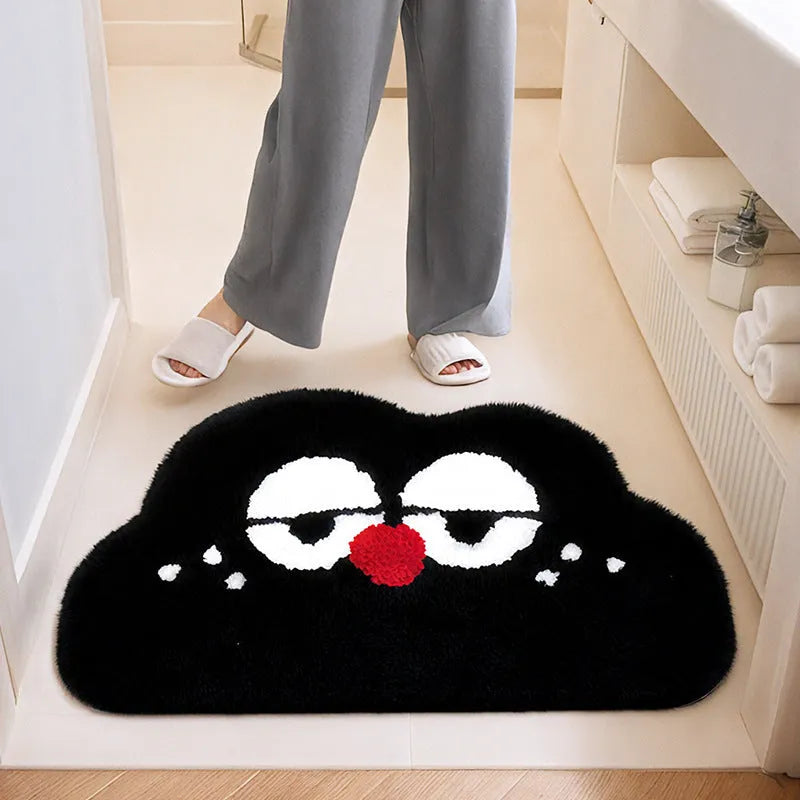 Cartoon cloud patterned bathroom mat in five colours with cashmere-like polyester fibre texture