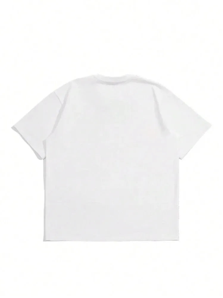 Men's solid colour pure cotton short sleeve T-shirt in Japanese retro style.