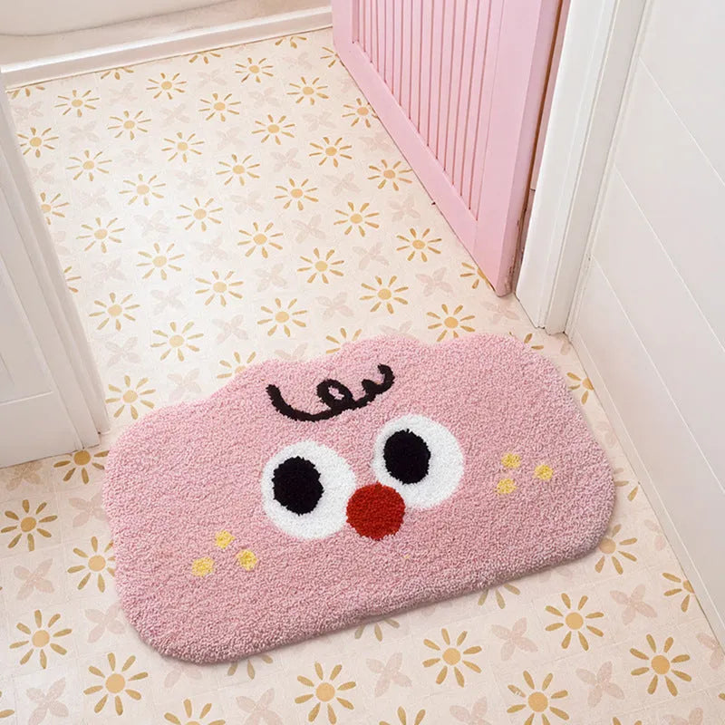 Cartoon cloud patterned bathroom mat in five colours with cashmere-like polyester fibre texture