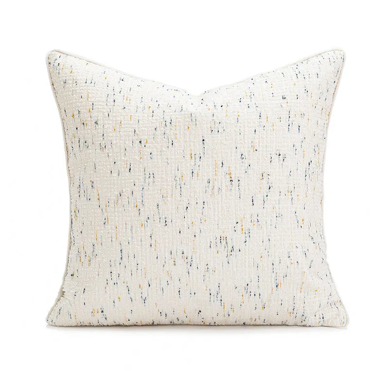 Solid colour pillow cushion on a sofa, showing 45x45cm square size with PP cotton filler.
