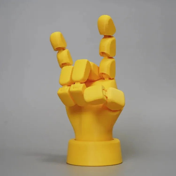Yellow PLA movable joint hand props with American style decorative detailing