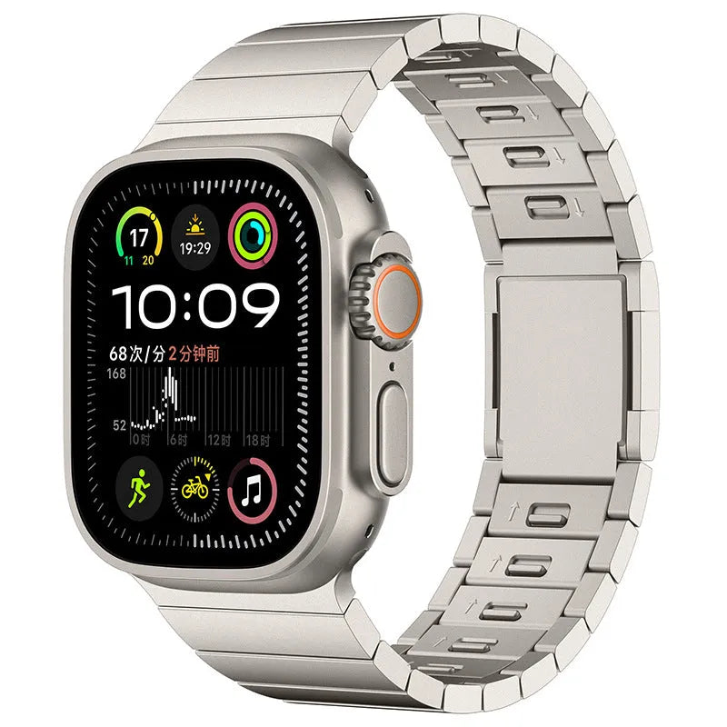 Stainless steel magnetic buckle watch strap for Apple iPhone in silver colour