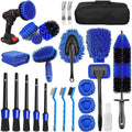 26-piece car tyre brush cleaning set with PP plastic brushes for vehicle maintenance