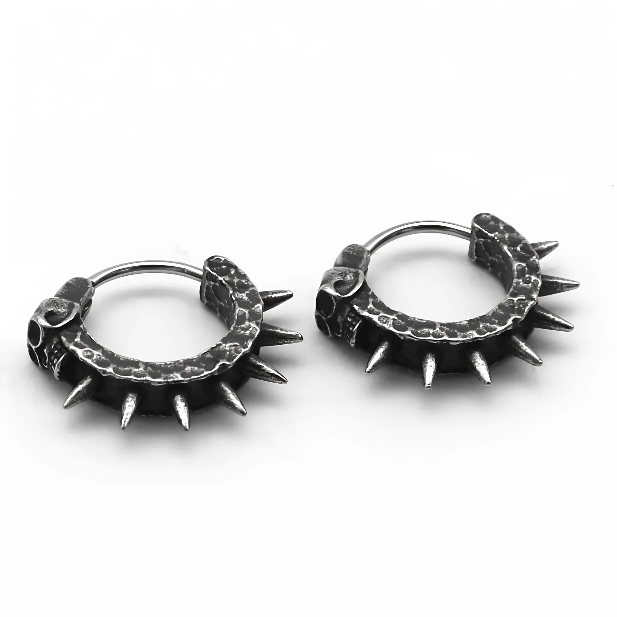 Geometric black alloy motorcycle earrings for punk fashion