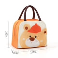 Cartoon insulated lunch box bag with thick aluminium foil insulation in orange bear design