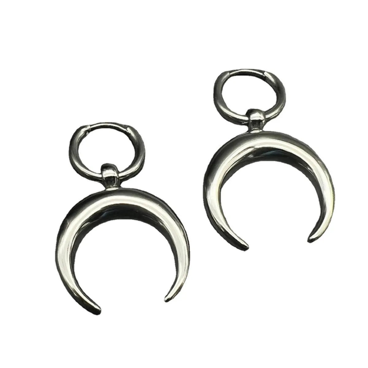 Silver 18K gold plated alloy gothic moon ear clip earrings with geometric punk style for women