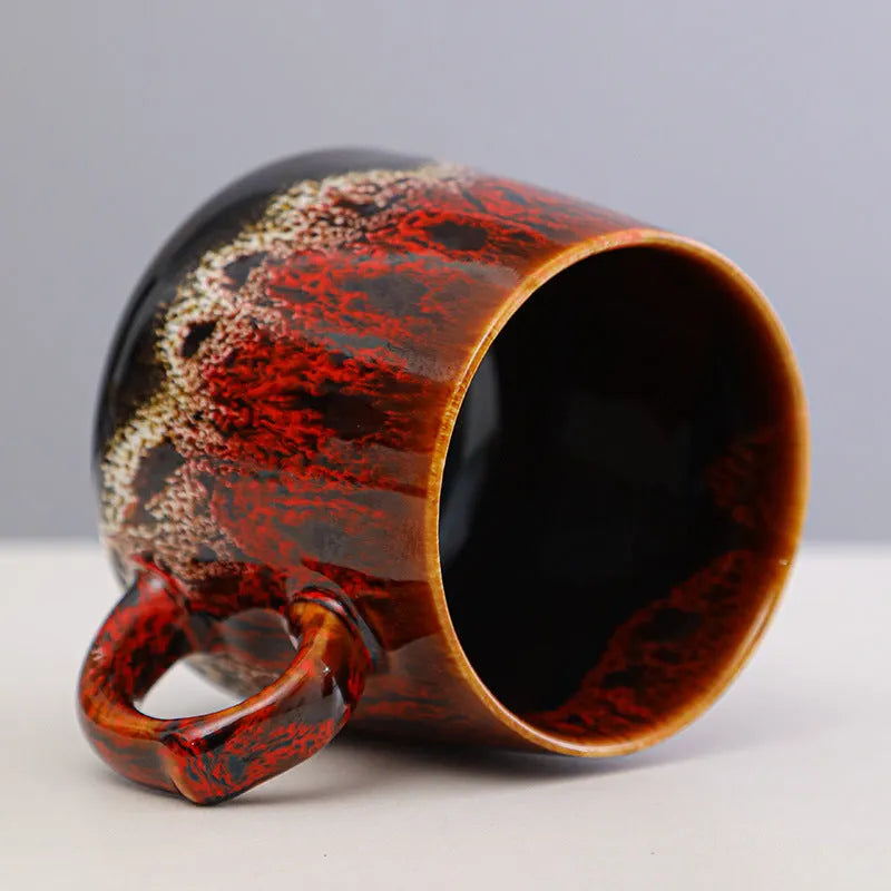 Large-capacity retro style coffee mug measuring 8.5cm tall with 8cm diameter